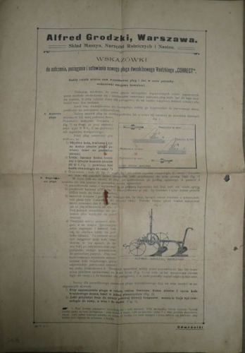 /Reklama/Grodzki,pług dwuskibowy Ventzkiego,przed 1914