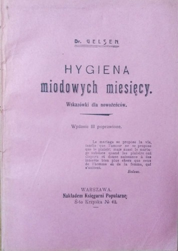 Gelsen Dr.Hygiena miodowych miesięcy,1909