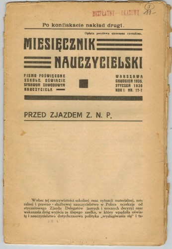 Miesięcznik Nauczycielski nr 17-1 za Gru.1935-Sty.1936