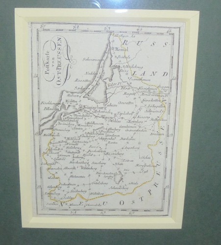 Prusy Wschodnie, mapa pocztowa, F.J. von Reilly 1803 rok