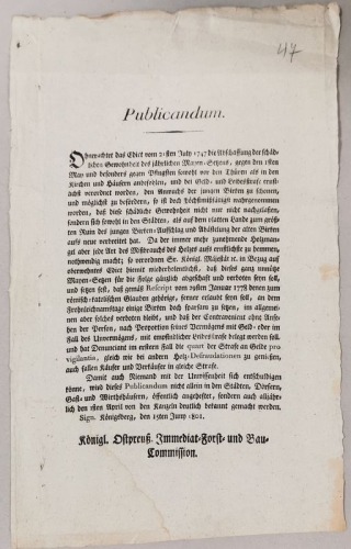 /1801/ Publicandum - Obwieszczenie w sprawie nielegalnego handlu drewnem.