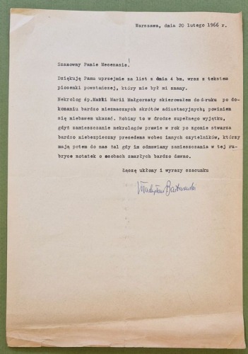 Bartoszewski Władysław - autograf.