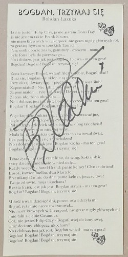 Łazuka Bohdan - ulotka - autograf.