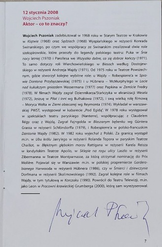 Pszoniak Wojciech - broszura Teatru Narodowego - autograf.