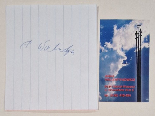 Walentynowicz Anna - autograf + wizytówka.