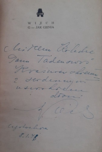 Wiech (Wiechecki Stefan)-G jak Gienia,1948 autograf