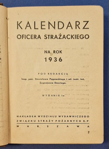 Kalendarz Oficera Strażackiego na rok 1936