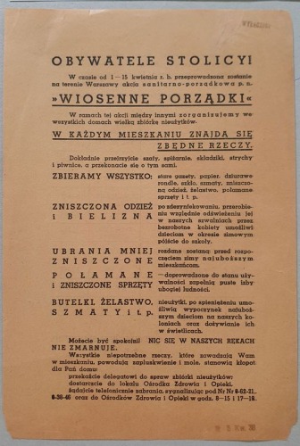 „Wiosenne porządki”, Ośrodki Zdrowia i Opieki, Warszawa, 1938