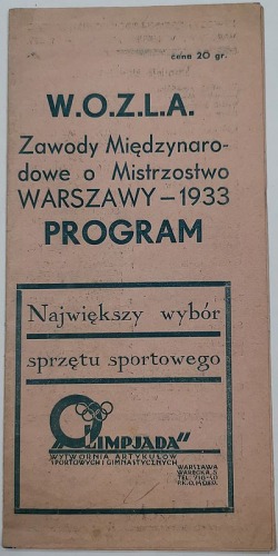 [Program] L.A. Mistrzostwa Warszawy, 1933