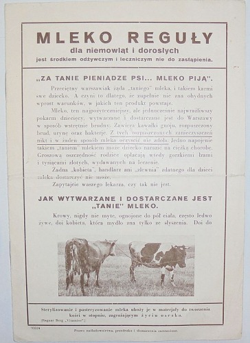 /Folder reklamowy/ Mleko Reguły dla niemowląt i dorosłych, ok. 1935
