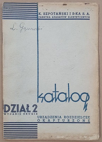 Szpotański K. i S-Ka S.A. Fabryka Aparatów Elektrycznych, 1938