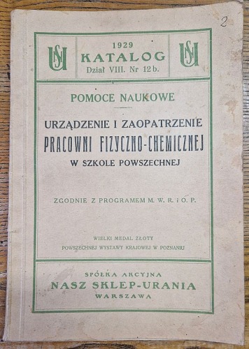 Katalog Dział VIII. Nr 12.-Urządzenie i zaopatrzenie Pracowni Fizyczno - Chemicznej.