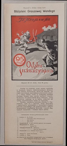 Biblioteka Groszowa Wendego – reklama książki J.I. Kraszewski: Ostatni z Siekierzyńskich, 1925.