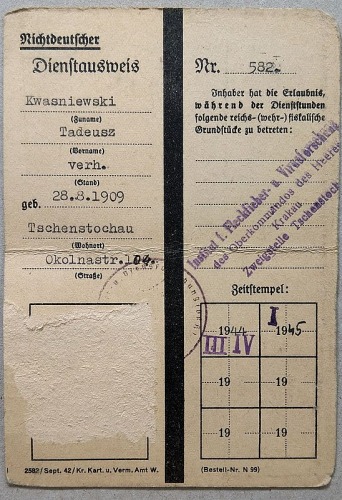 Dokumenty - T. i M. Kwaśniewscy, karmienie wszy, 7ark. [1944-45, Częstochowa].