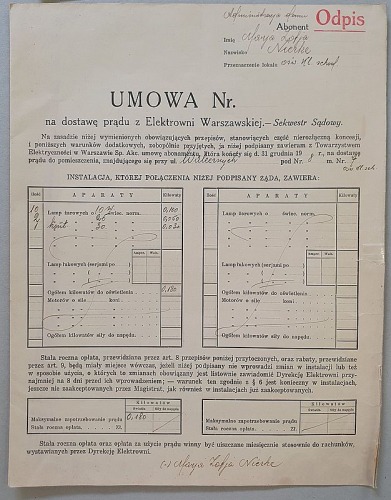 Elektrownia Warszawska – umowa na dostawę prądu [Saska Kępa, 1935r.]