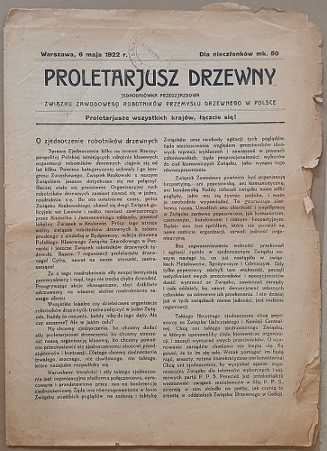 Proletarjusz drzewny, jednodniówka 6 maja 1922.