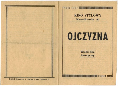 Ojczyzna, Wielki film historyczny [ok 1946, Patrie - film fr.]