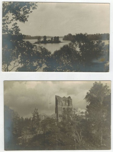 Zamek w Trokach na jeziorze Galwe [zestaw 4 fotografii sprzed 1939r. ?]