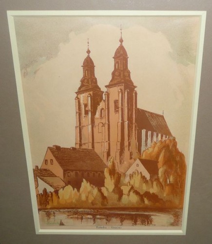 Ossecki Wilhelm (Wilk) - Gniezno - Katedra, litografia, 1933