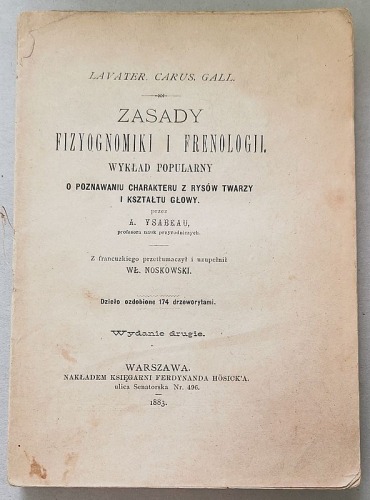 Ysabeau A., Lavater. Carus. Gall. Zasady fizyognomiki i frenologii... 1883.