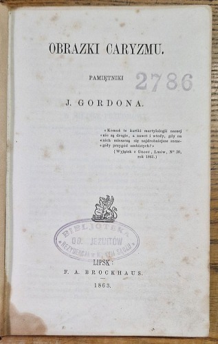 Obrazki caryzmu. Pamiętniki J. Gordona.
