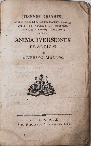 Quarin J. - Animadversiones Practicae in Diversos Morbos [1786, choroby, medycyna]