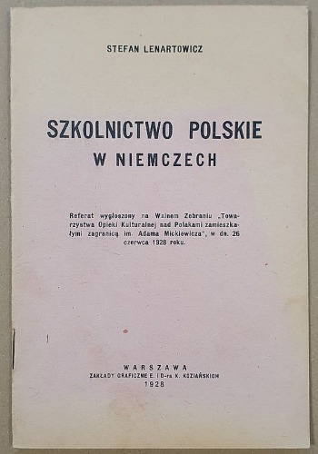 Lenartowicz Stefan - Szkolnictwo Polskie w Niemczech, 1928