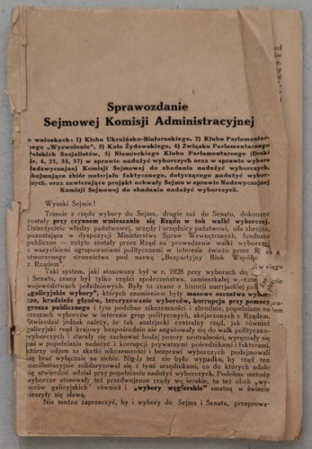 Sprawozdanie Sejmowej Kom.Ad. w sprawie nadużyć wyborczych, IV.1929
