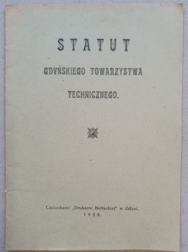 Statut Gdyńskiego Towarzystwa Technicznego, 1928r.