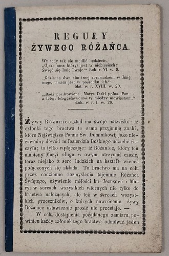 Reguły żywego różańca, 1859