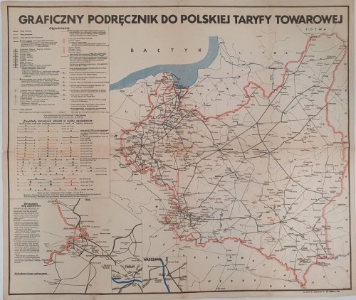 II RP – mapa kolejowa – Graficzny podręcznik do polskiej taryfy towarowej, 1930