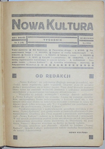 Nowa Kultura, rocznik 1924, typografia: Mieczysław Szczuka