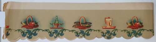 /Dekoracja/ Bordiura papierowa na półkę kuchenną, naczynia, lata 1960-te