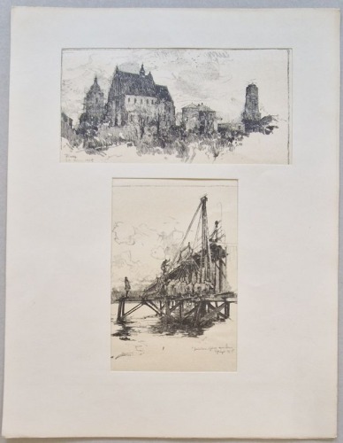 Biecz/Most na Sanie - Luigi Kasimir, 1915, litografia