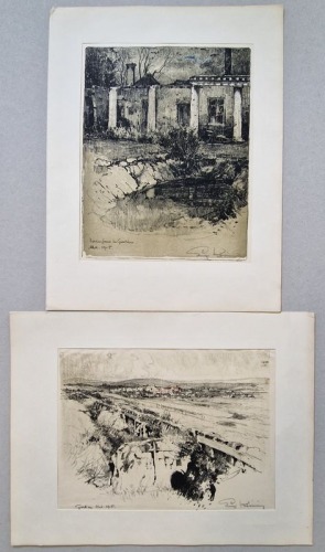 Gorlice i Dwór w Gorlicach - Luigi Kasimir, 2 litografie, 1915.